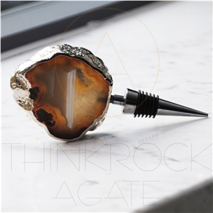 Brazil Agate Wine Cork with Gold Edge