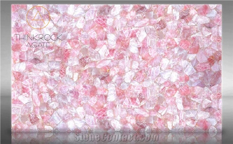 China Pink Crystal Semi Precious Stone for Bathroom Wall