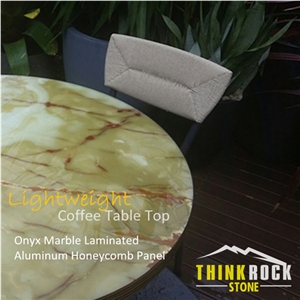 Green Onyx with Honeycomb Backed Round Tabletops