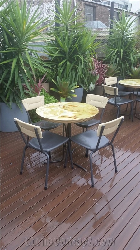 Green Onyx with Honeycomb Backed Round Tabletops