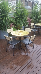 Green Onyx with Honeycomb Backed Round Tabletops