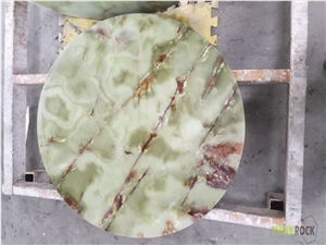 Green Onyx with Honeycomb Backed Round Tabletops