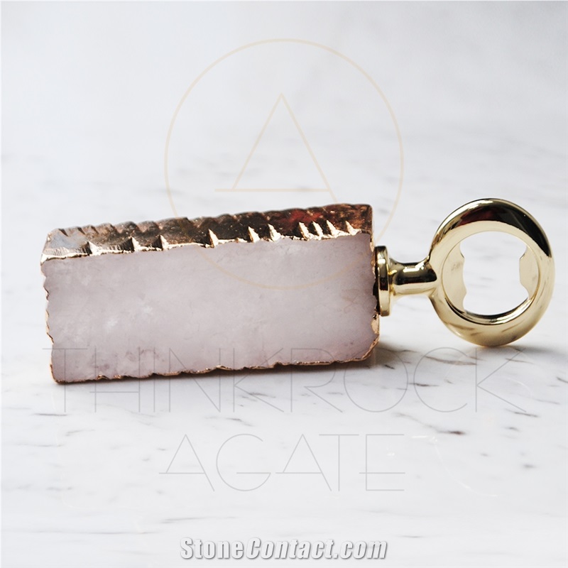 Pink Semiprecious Stone,Crystal Beer Bottle Opener