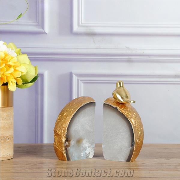 Polished Grey Agate Bookend,Semiprecious Stone