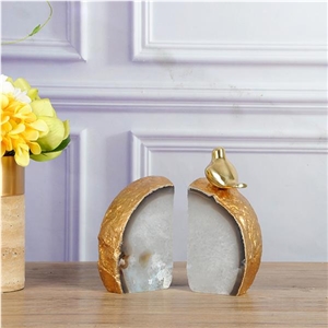 Polished Grey Agate Bookend,Semiprecious Stone