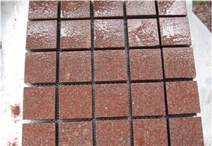 Red Porphyry Shouning Red Cube Stone Pavers Cut