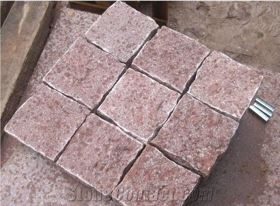 Red Porphyry Shouning Red Cube Stone Pavers Cut