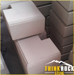 Yellow Sandstone Customized 3d Column, Wall Caps