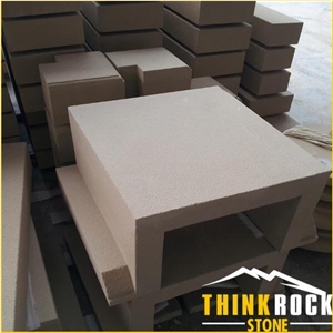 Yellow Sandstone Customized 3d Column, Wall Caps