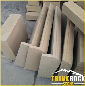 Yellow Sandstone Customized 3d Column, Wall Caps