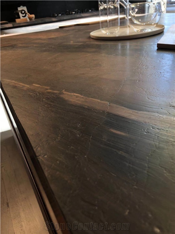 Leather Surface Elegant Brown Quartzite Countertop