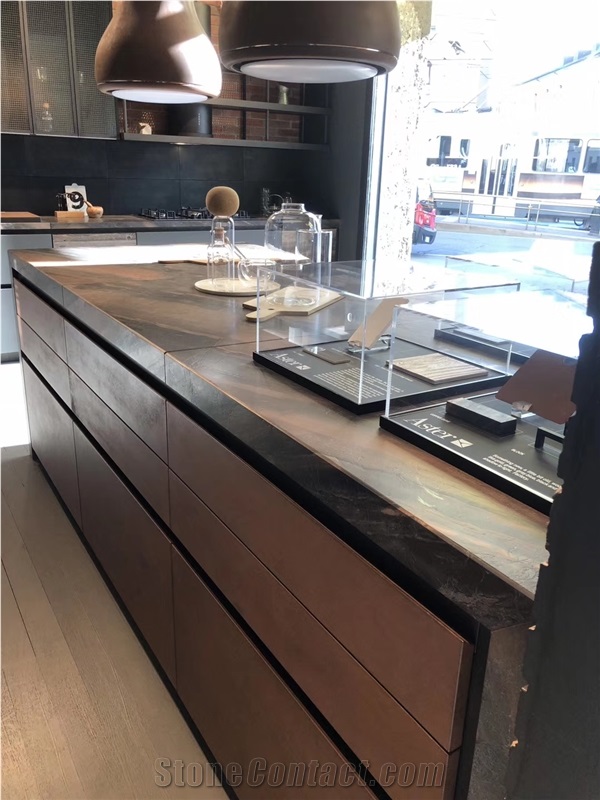 Leather Surface Elegant Brown Quartzite Countertop