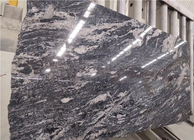 New China Juparana Silver River Black Granite Slab