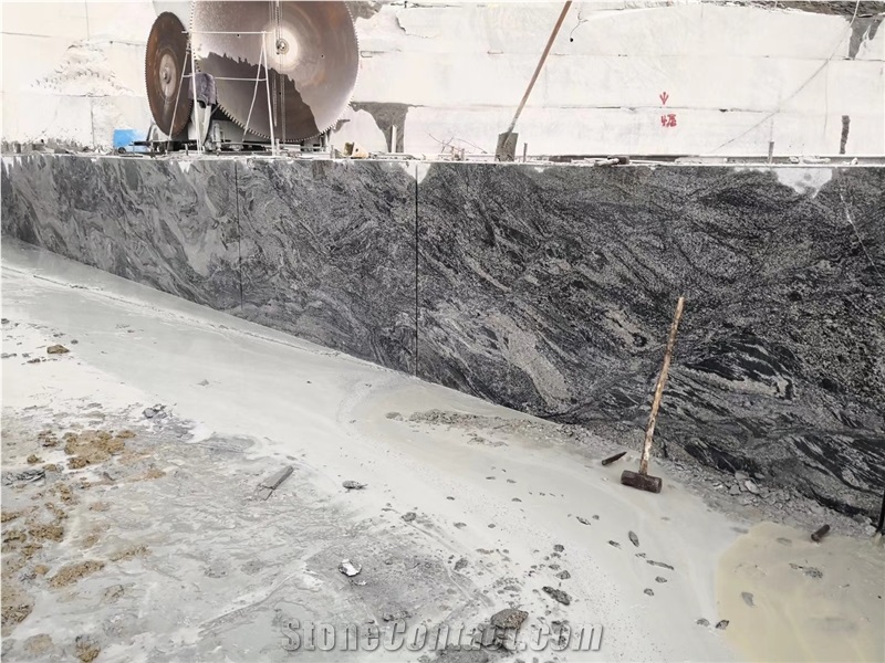 New China Juparana Silver River Black Granite Slab