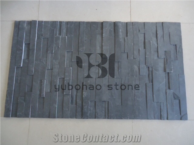 P018 Black Wall Cladding Slate,Ashlar Stone Veneer