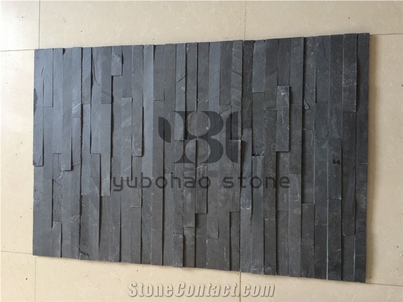 P018 Black Wall Cladding Slate, Faux Stone Panels