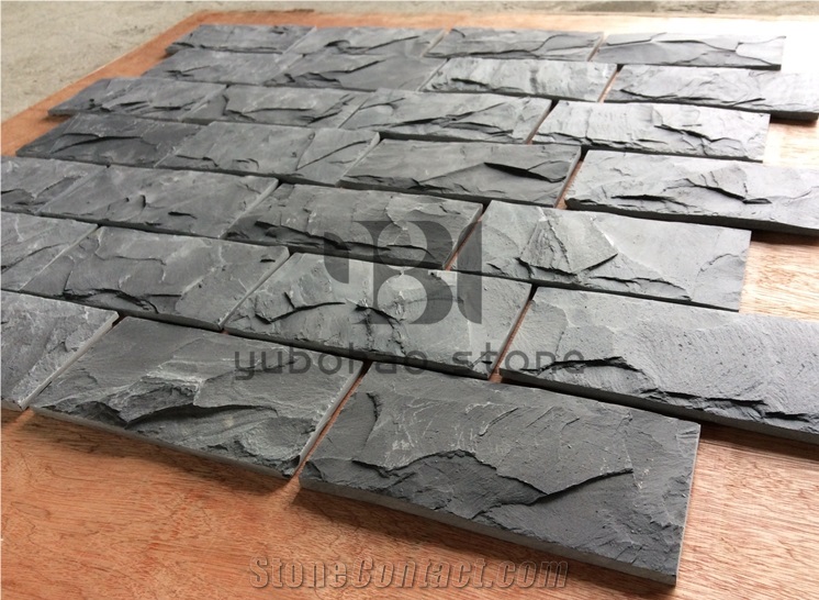 P018 Black Wall Cladding Slate, Thin Stone Veneer