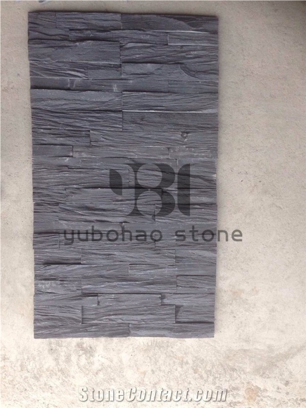 P018 Black Wall Cladding Slate, Thin Stone Veneer