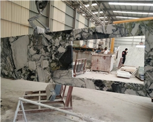 A Big Slab Cold Jade Green Marble Veins Countertop