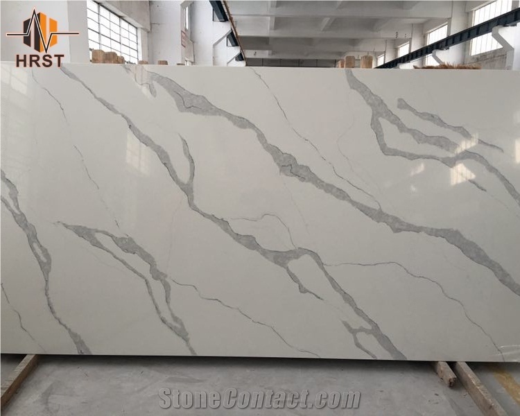 Agglomerated Stone Calcutta White Quartz Slab