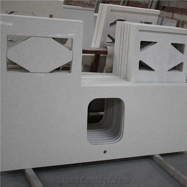 Artificial Stone Jade Spot White Quartz Countertop