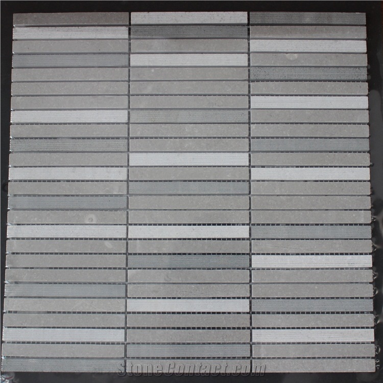 Bathroom Strip Marble Mosaic on Mesh