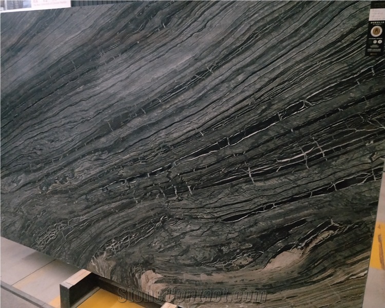 Black Tree Silver Wave Marble
