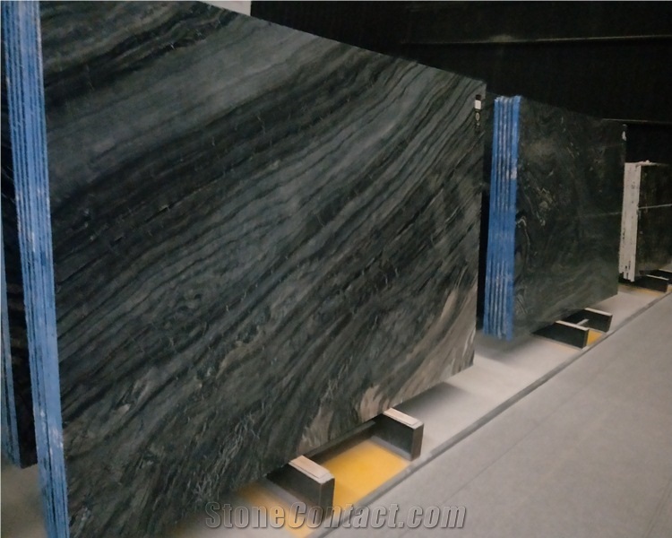 Black Wood Texture Marble Slab