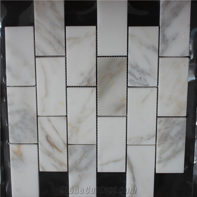 Calacatta Gold Marble Rectangle Mosaic