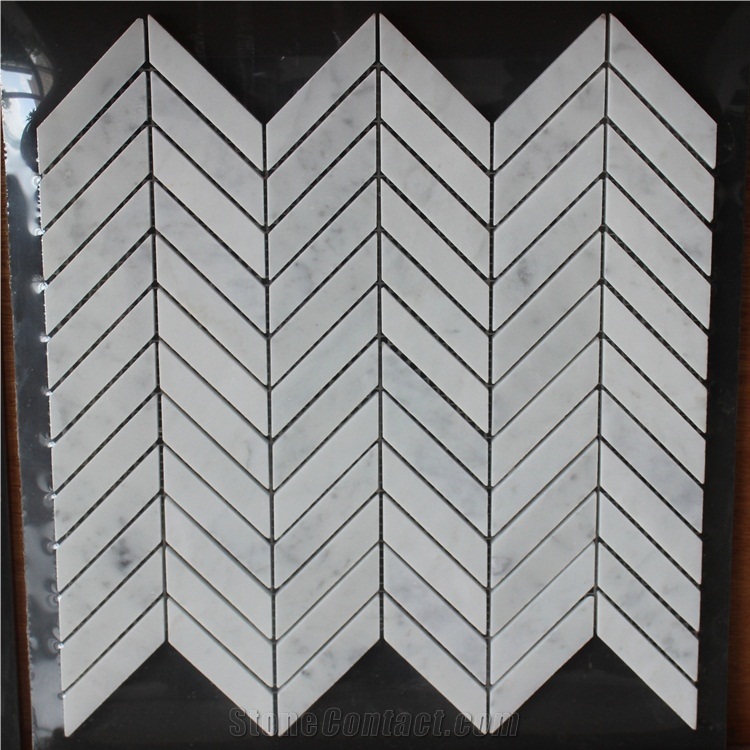 Carrara White Chevron Marble Mosaic Tile