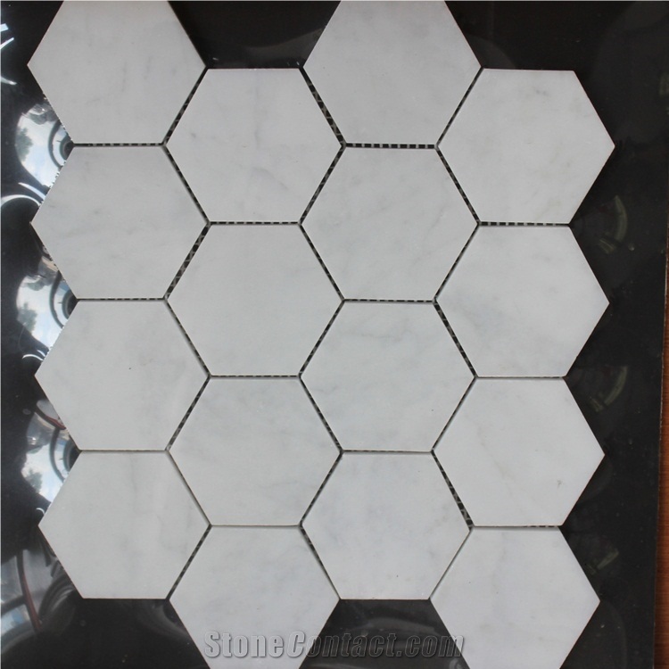 Carrara White Marble Hexagon Mosaic Tile