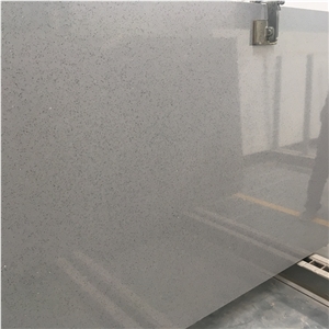 Crystal Light Grey Mirror Fleck Quartz Stone Slabs