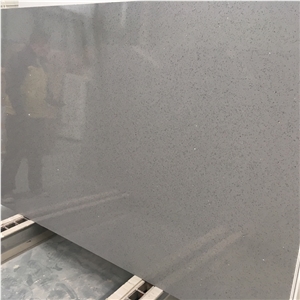 Crystal Light Grey Mirror Fleck Quartz Stone Slabs