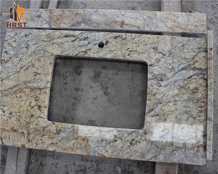 Diamond Gold Flower Granite Bathroom Countertop
