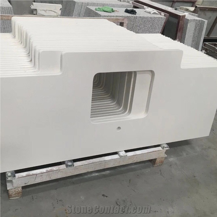 Glacier White Quartz Kitchen Countertops