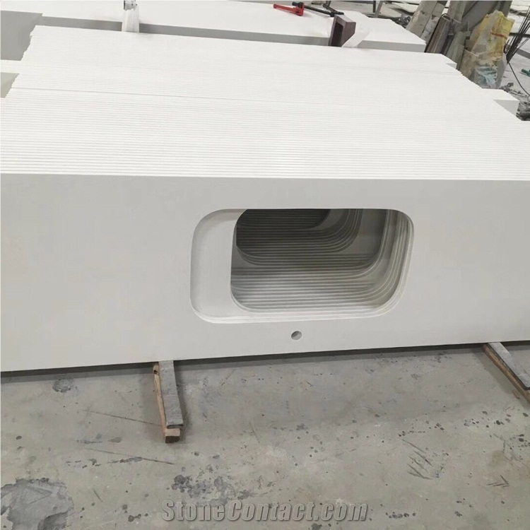 Glacier White Quartz Kitchen Countertops