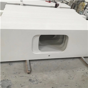 Glacier White Quartz Kitchen Countertops