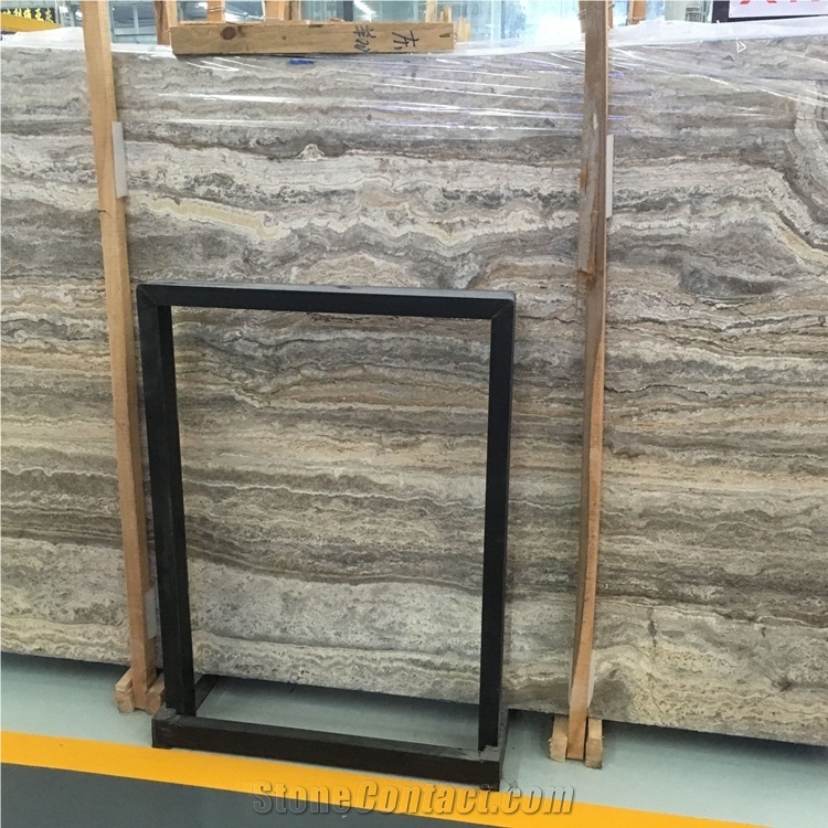 Iran Light Silver Travertine Slabs