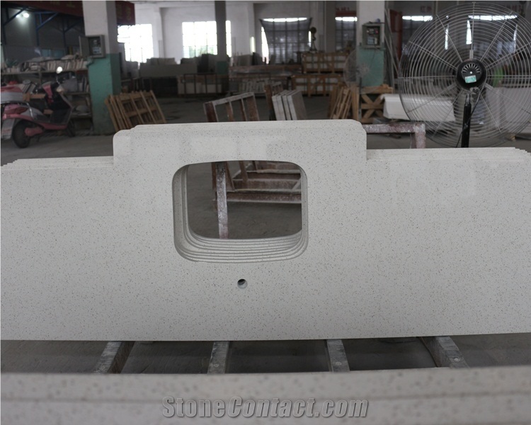 Jade Spot White Quartz Kitchen Countertops
