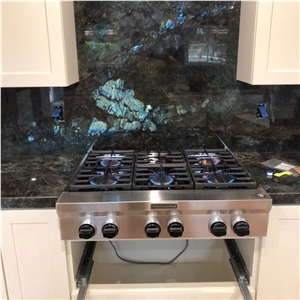 Labradorite Blue Granite Countertops & Backsplash