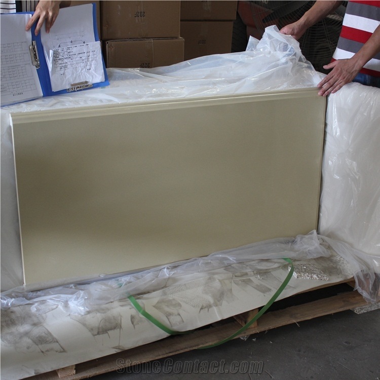 Laminated Bullnose Beige Quartz Countertops
