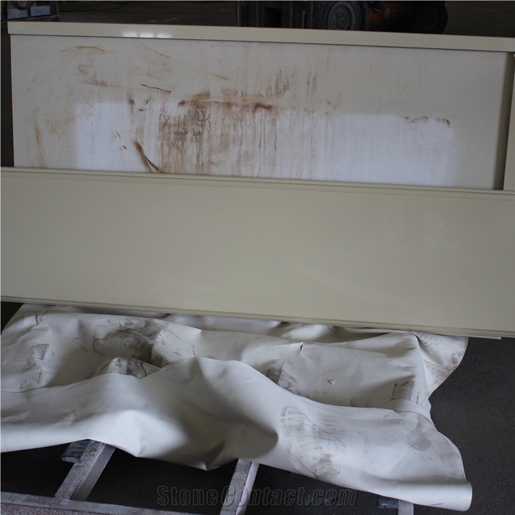 Laminated Bullnose Beige Quartz Countertops