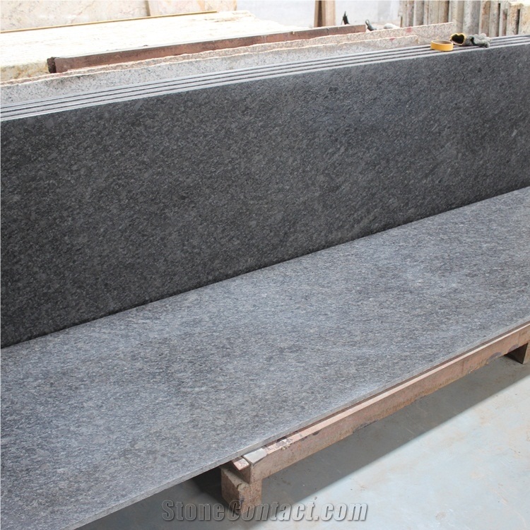 Leathered Finish Steel Grey Granite Countertops