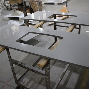 Light Gray Quartz Single Sink Vanity Tops