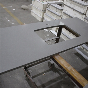 Light Gray Quartz Single Sink Vanity Tops