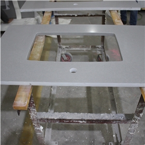 Light Gray Quartz Single Sink Vanity Tops