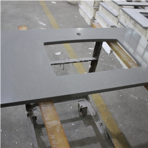 Light Gray Quartz Single Sink Vanity Tops