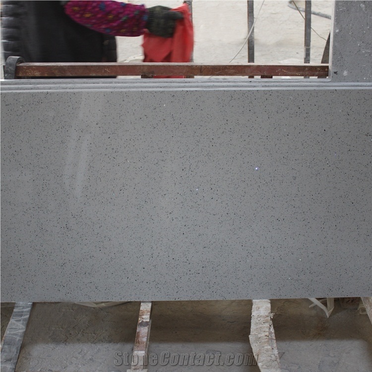 Light Grey Mirror Sparkle Quartz Countertops