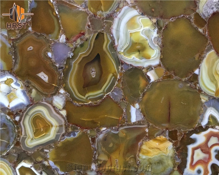 Lighted Onyx Yellow Agate Slab Stone
