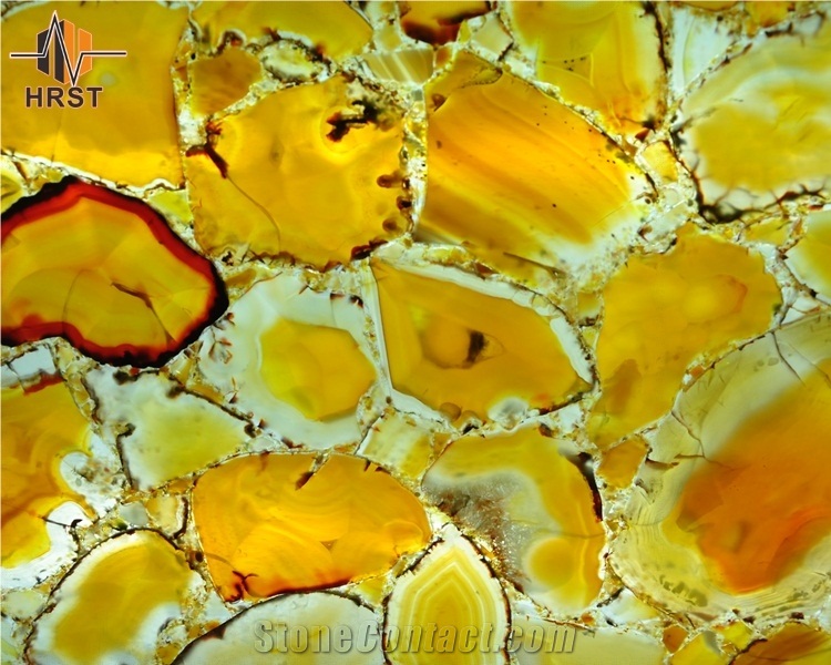 Lighted Onyx Yellow Agate Slab Stone